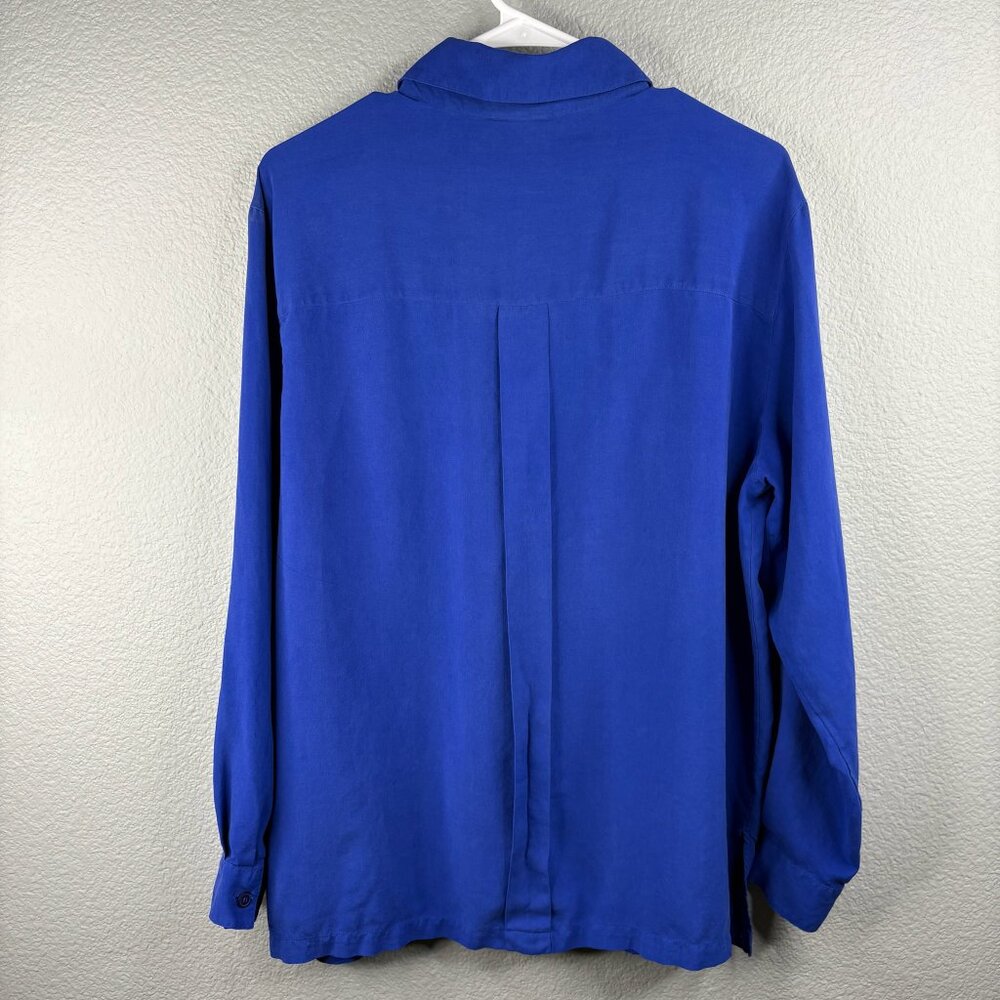 Vintage Christie & Jill 100% Silk Cobalt Blue Blouse - Picture 3 of 5